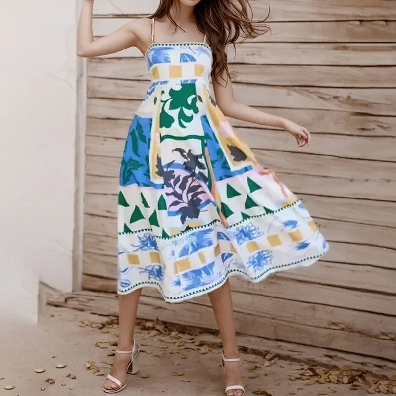 Graffiti multi Print summer Midi paradise