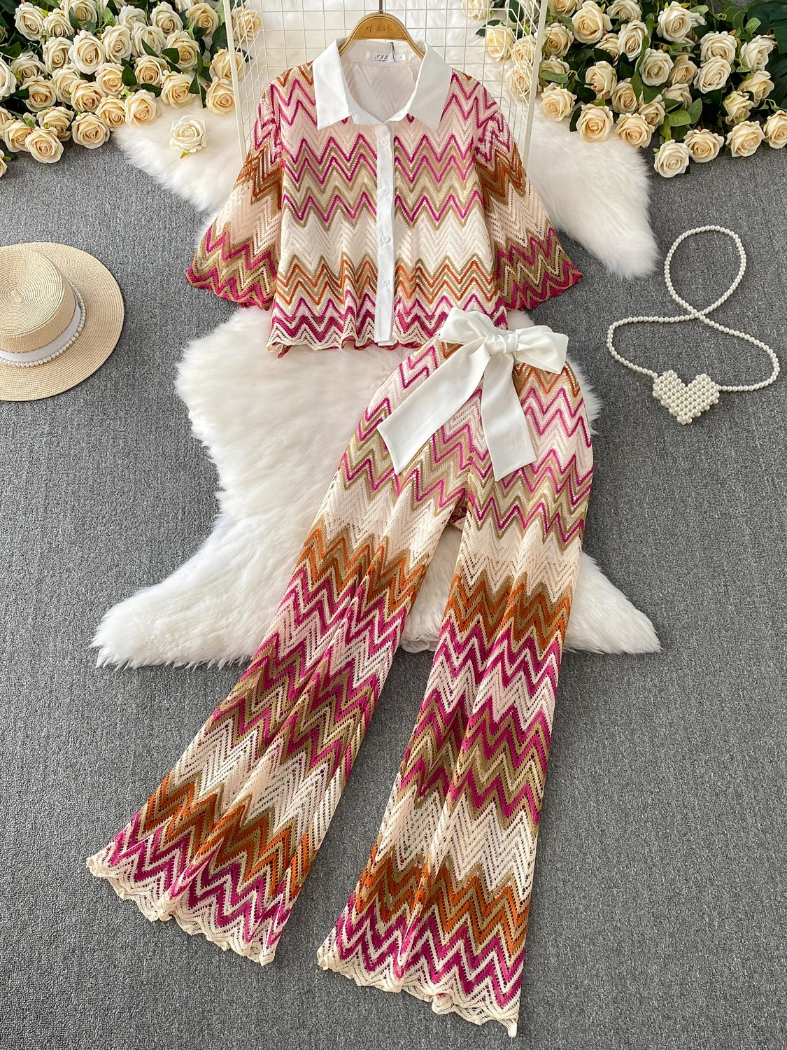 Knit pant set