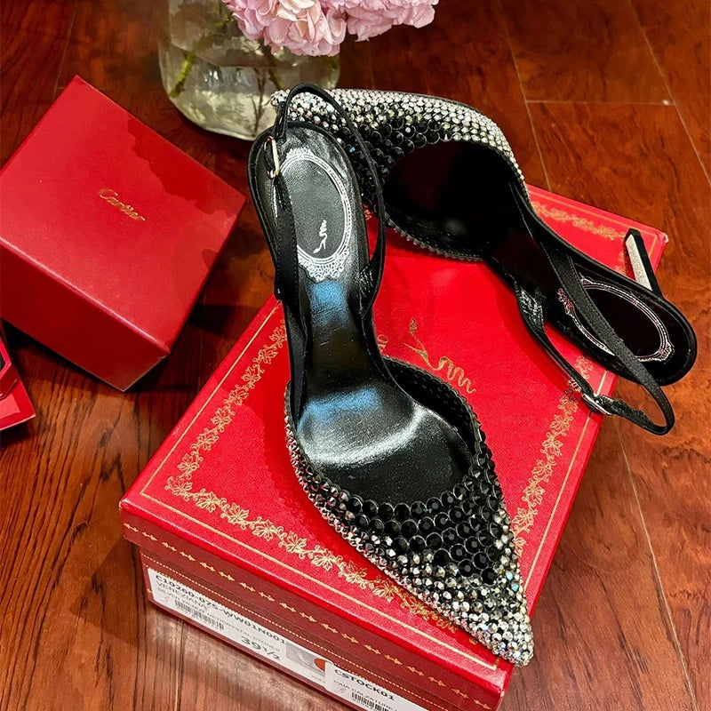 Rhinestones gradient high heels