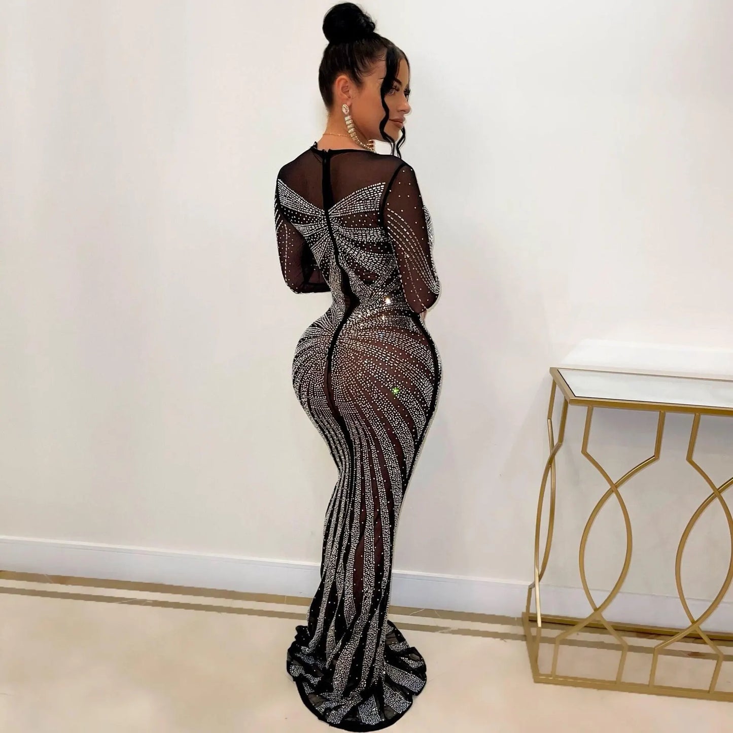 Rhinestone Crystal Mesh Dress