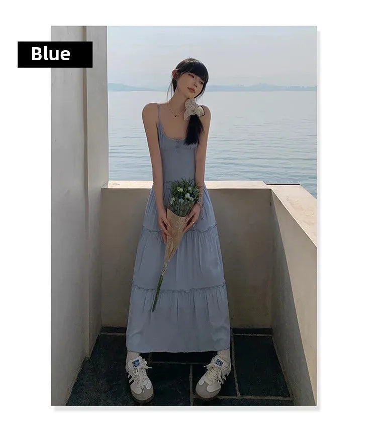 French Summer Waist Cinched A- Line Midi