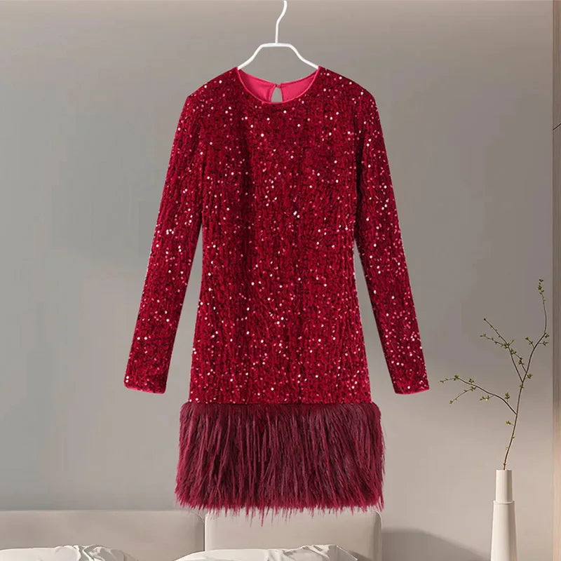 Patchworkkleid Federn Premium Kollektion