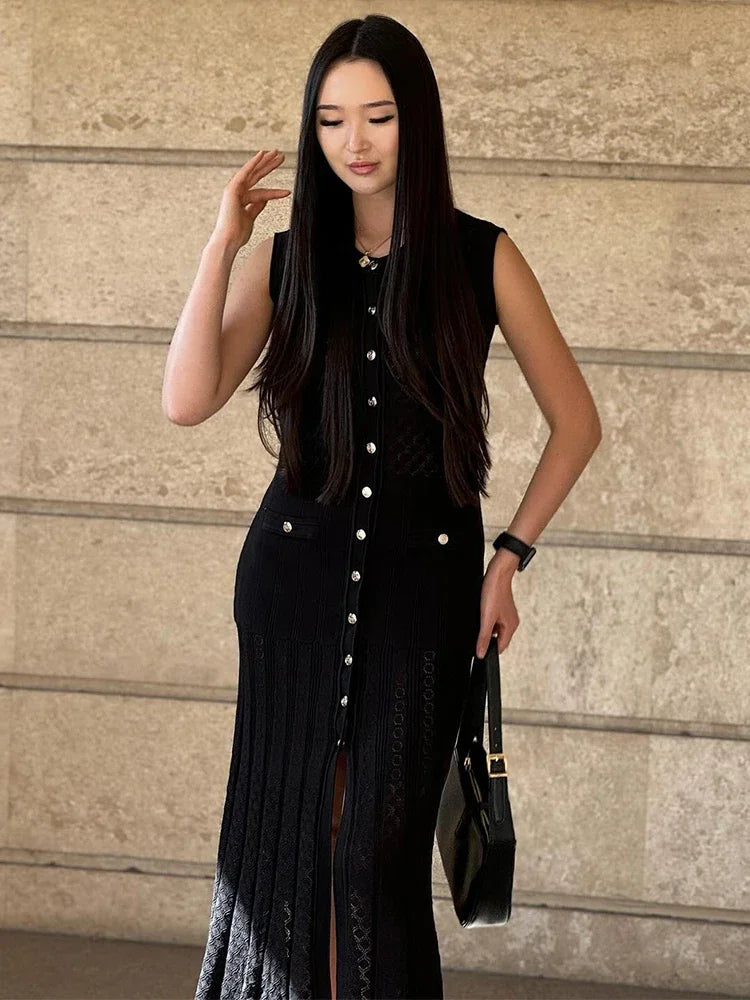 Buttoned Knit Dress
