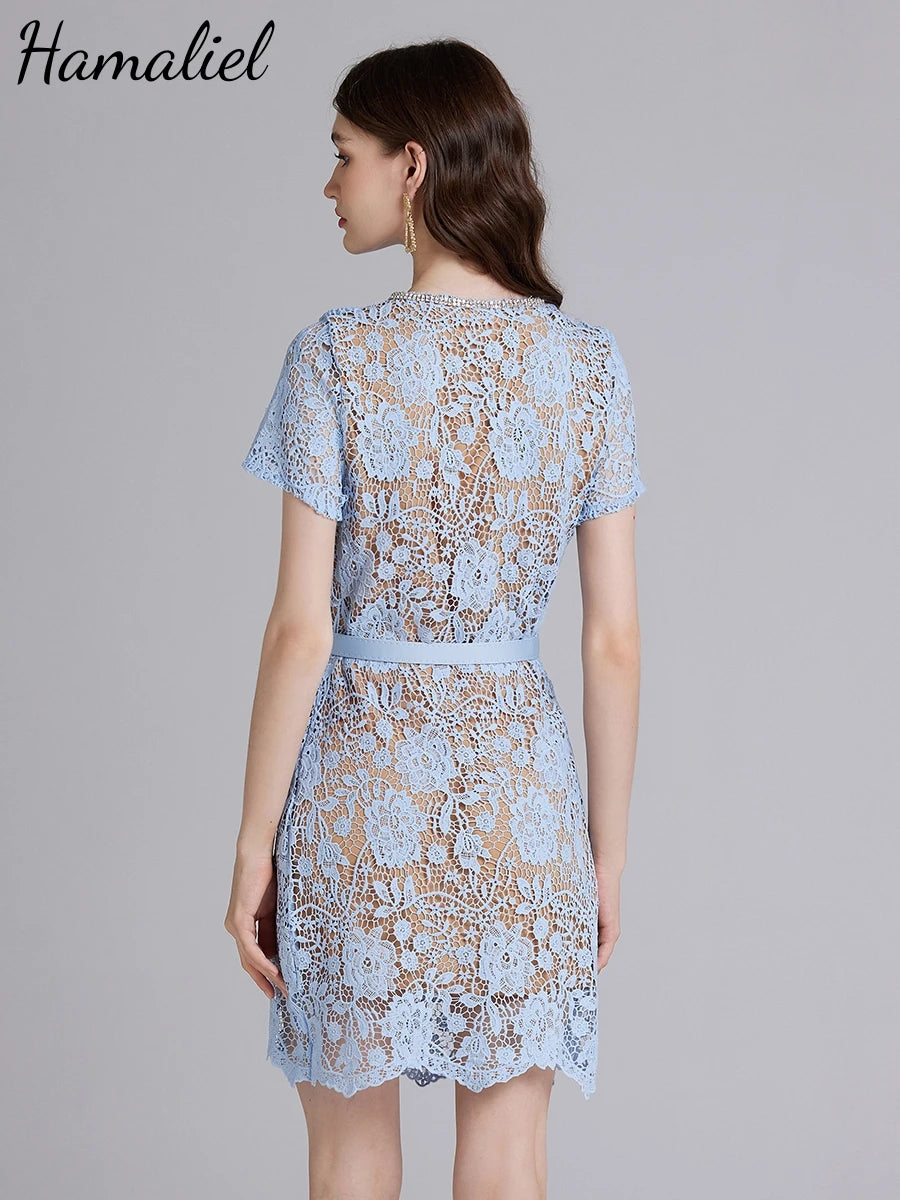 Lace Blue Runway Dress