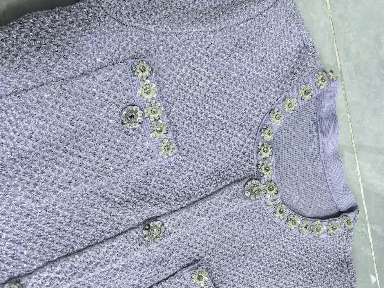 Lavander Luxury Crystal Knitted Dresses