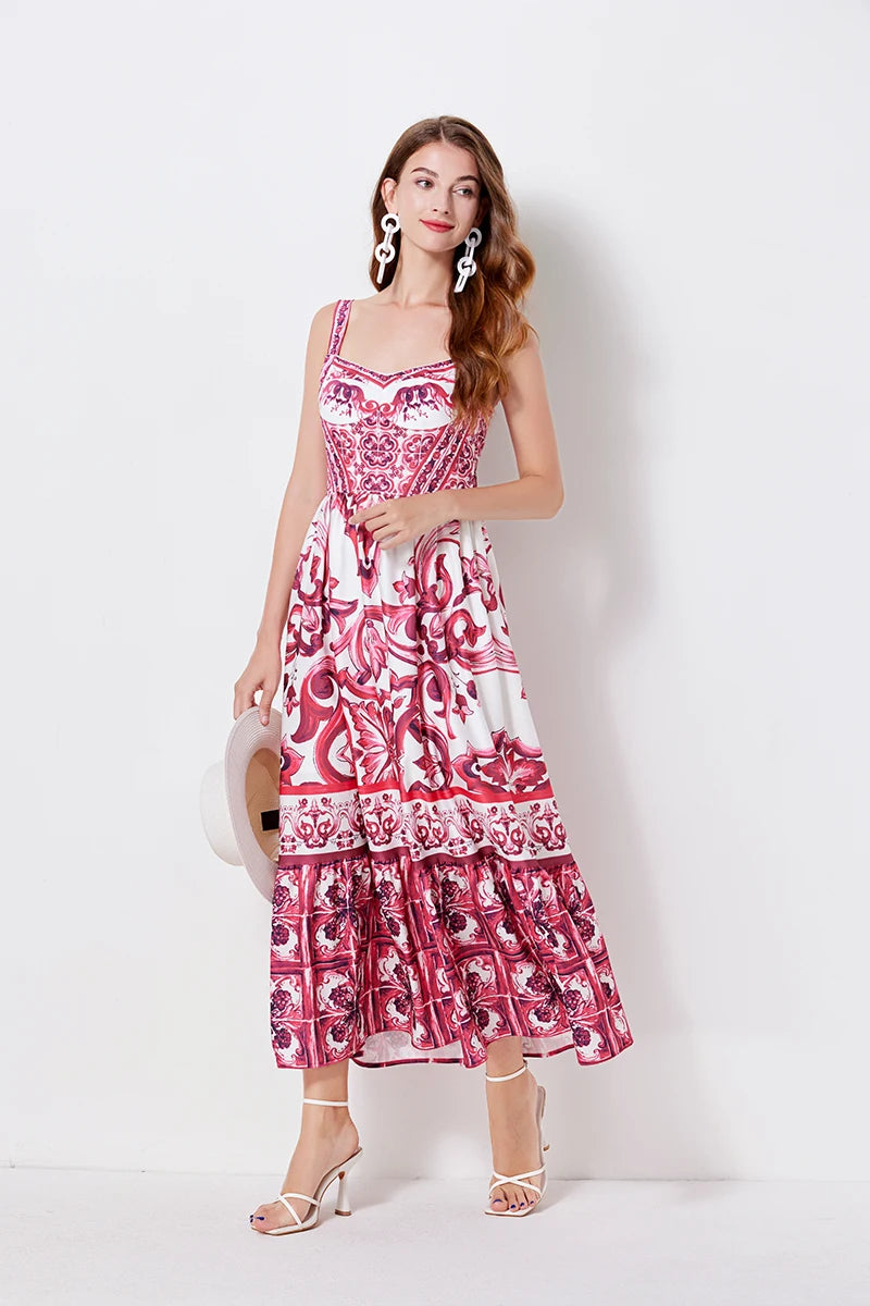 2 Queen Majolica Print Italian Dress