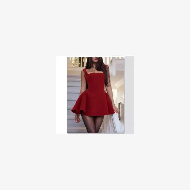 Square Collar Mini Dress