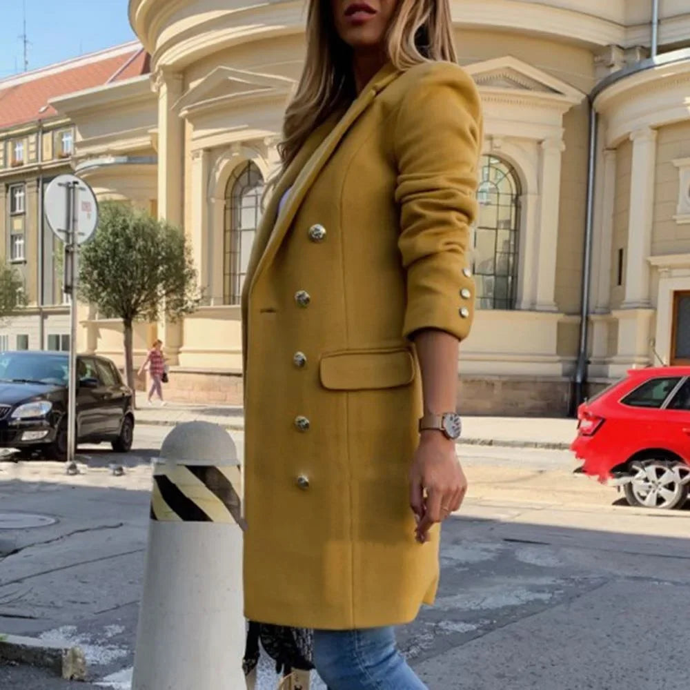 Cashmere Women Long Coats Trench Notch Collar Double Breasted Vintage Elegant Lady Large 3XL Jackets Winter Outerwear