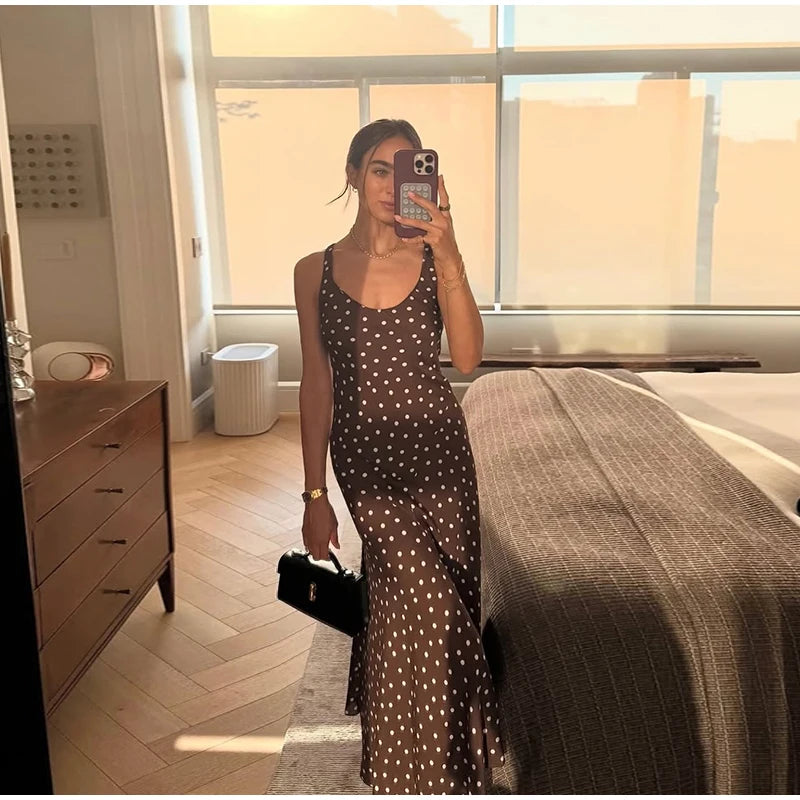 Elegant Women Polka Dot Midi