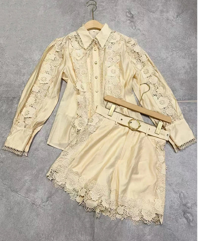 1 Retro Luxury Lace Shorts Set