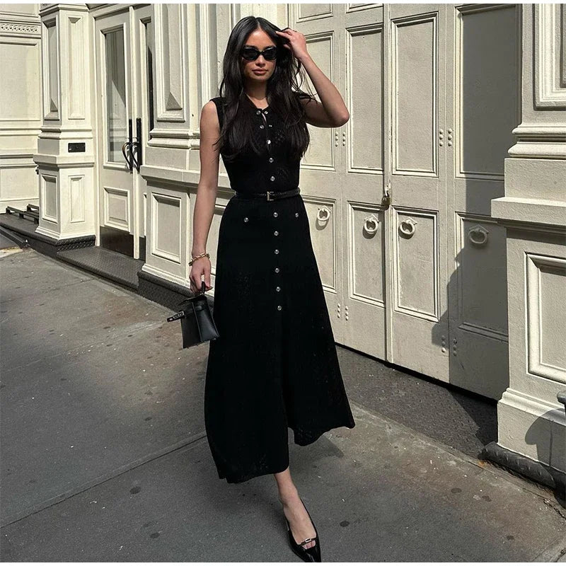Buttoned Knit Dress