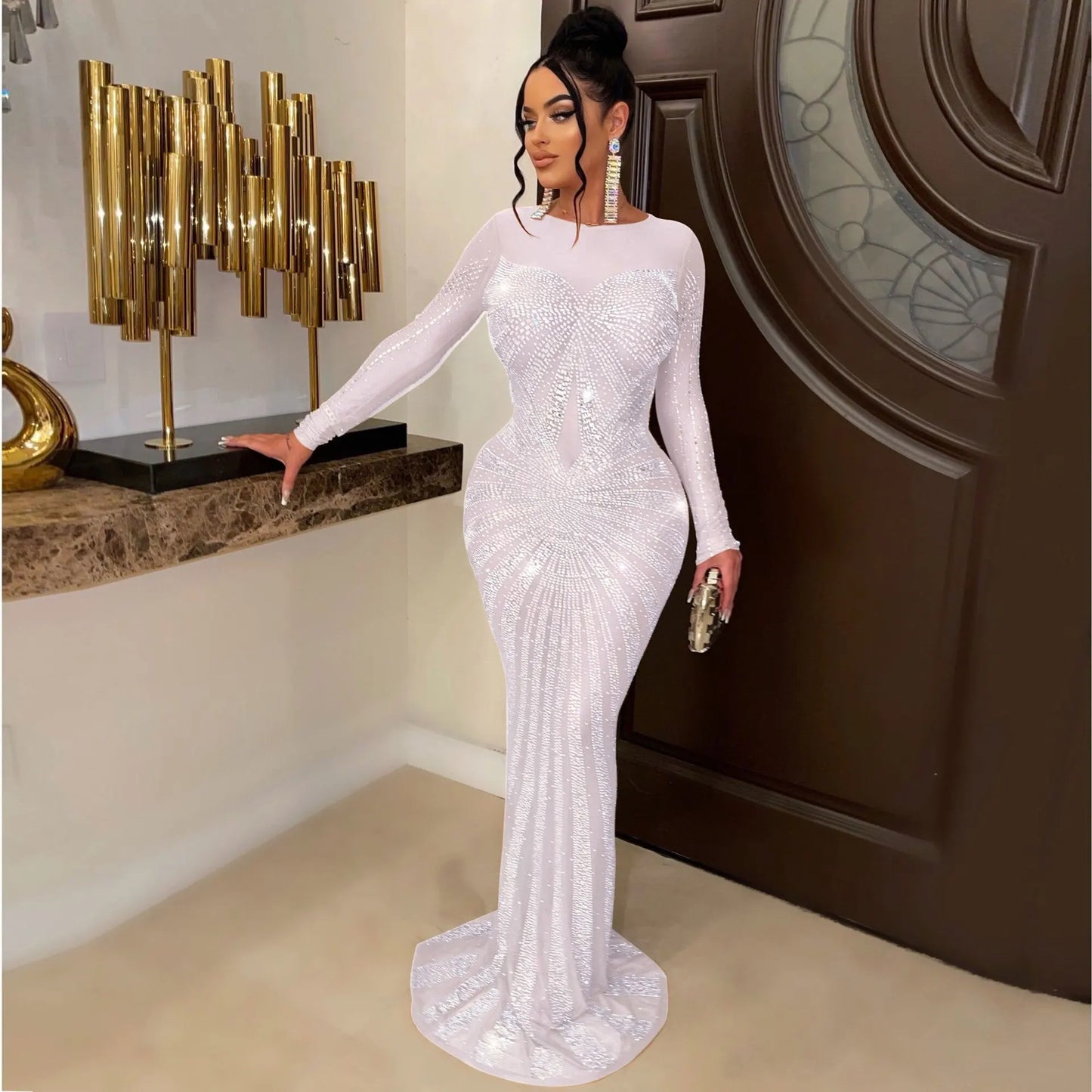 Rhinestone Crystal Mesh Dress