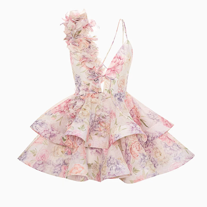 1 Sexy Print TOP & Ruffle Mini Skirt Set