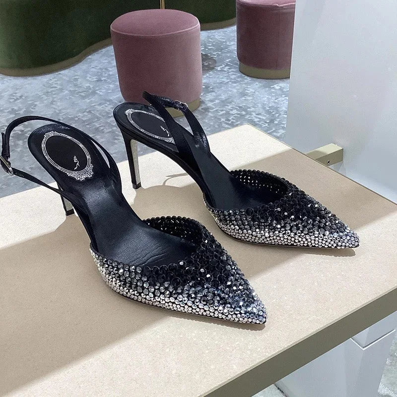 Rhinestones gradient high heels