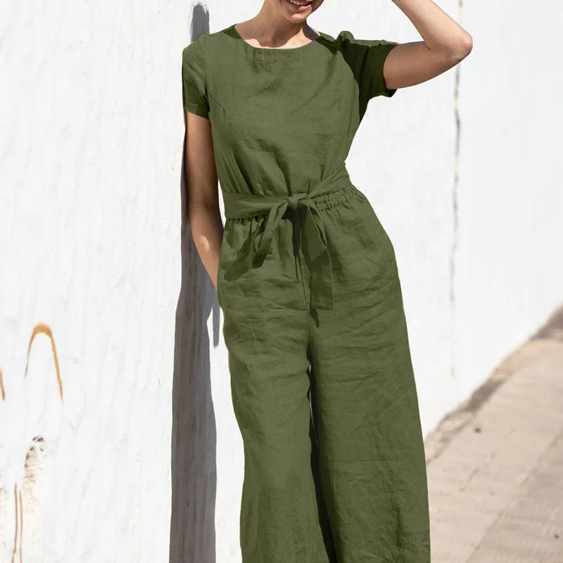 Summer Linen elegant Jumpsuit for strong women