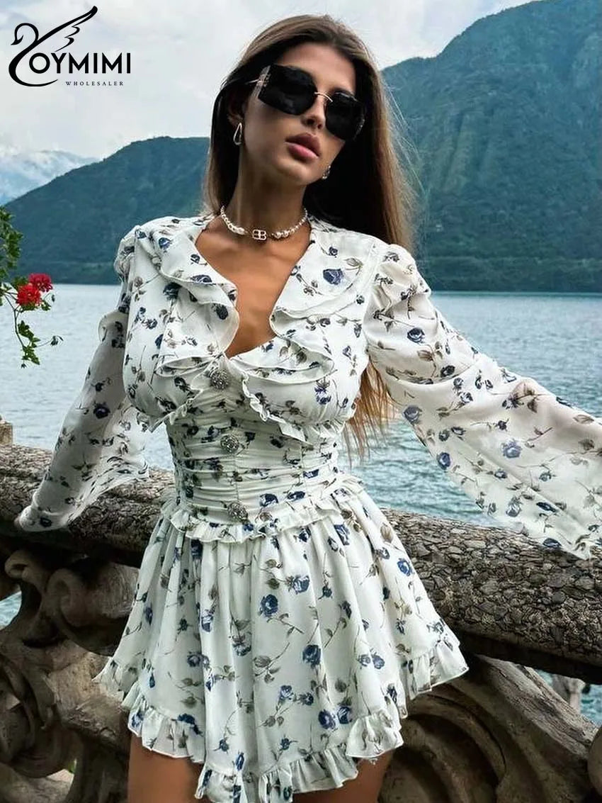 V-Neck Ruffled Mini