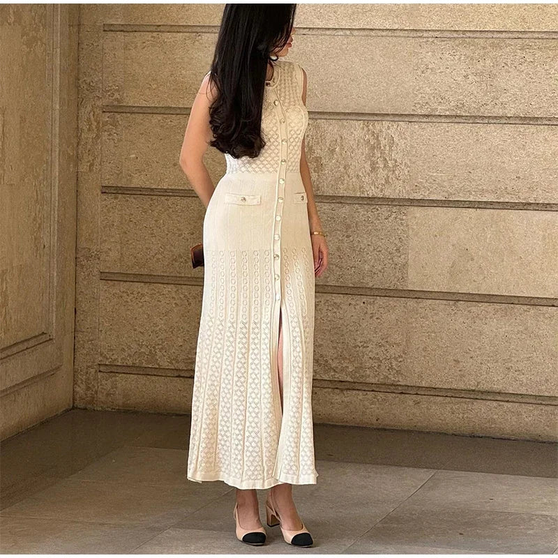 Buttoned Knit Dress