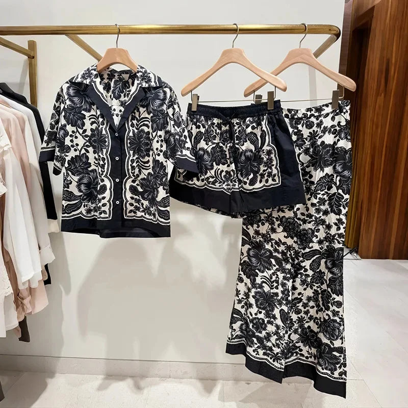 2025 Spring/summer Style Plant Black and White Print