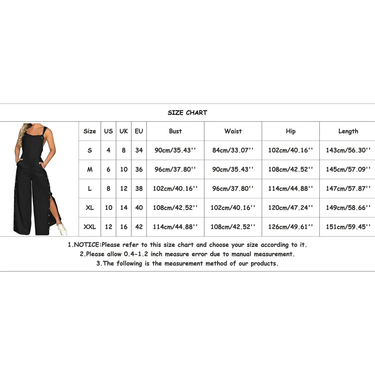 Sommer Jumpsuit Weites Bein Knopf
