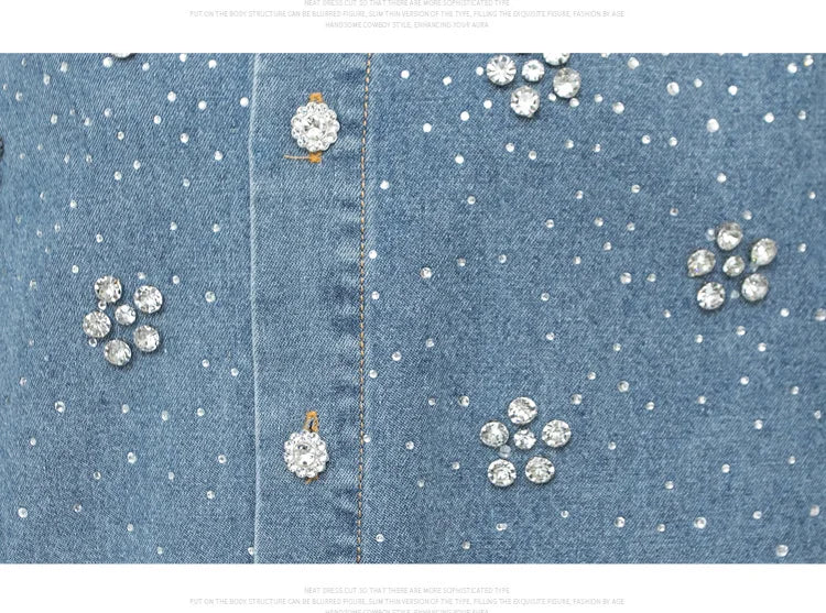 Chic Diamonds Beaded Denim shirt
