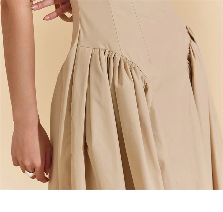 Square Collar Minimalist Dress Cotton