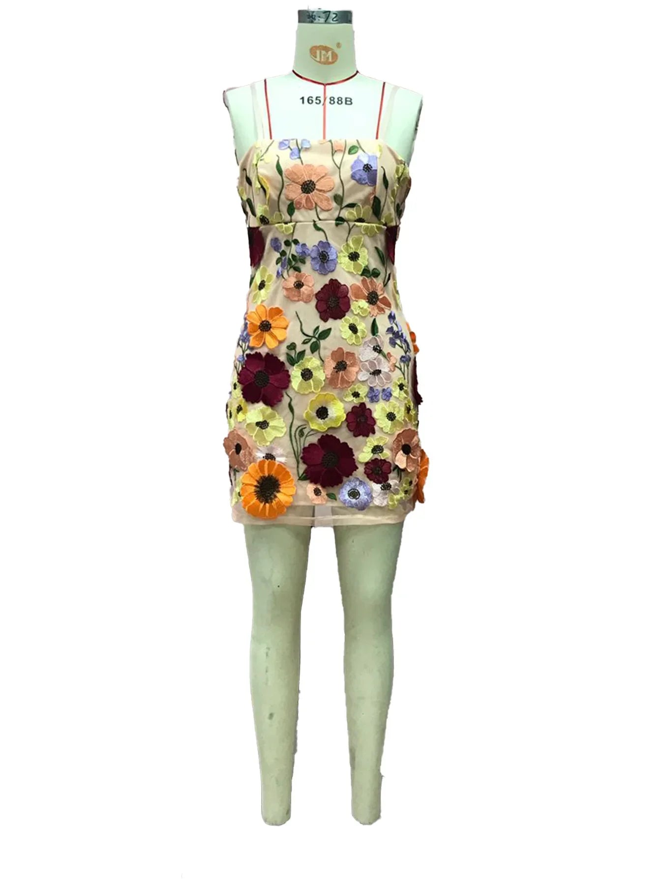 3D Flower Embroidery Tank Dress