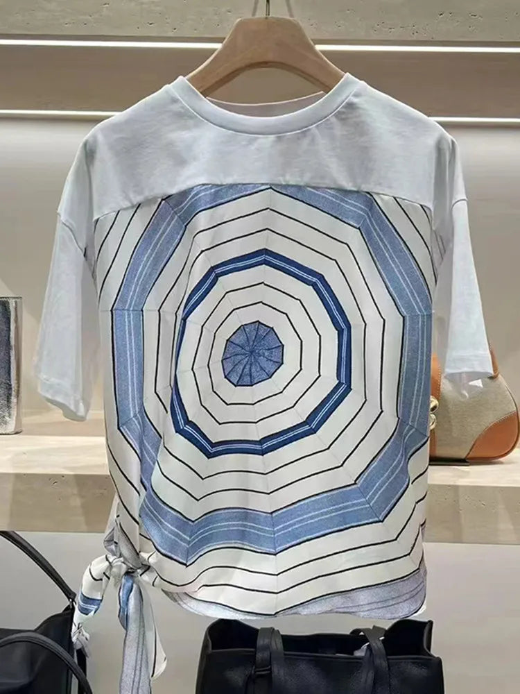 Loose Long Flared Pants Geometric Printing Suit 2025 Summer