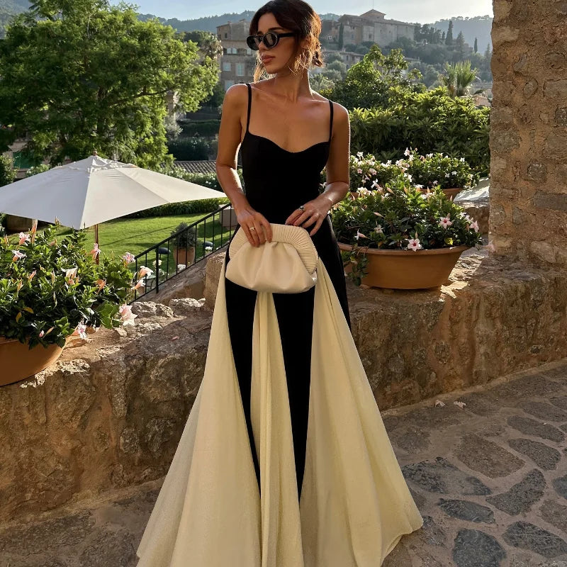 2025 Contrast Black& White Long dress