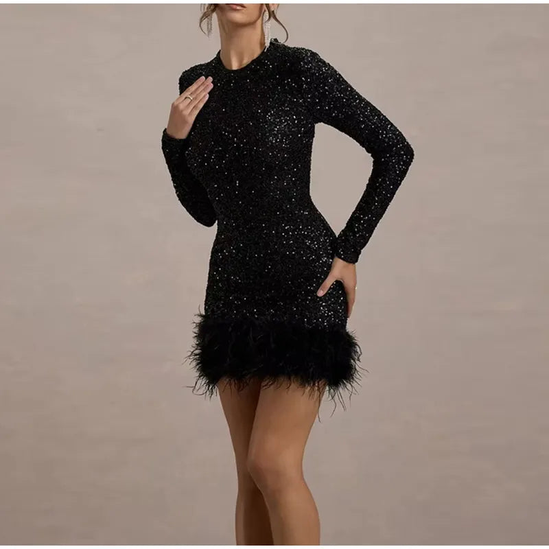 Patchworkkleid Federn Premium Kollektion