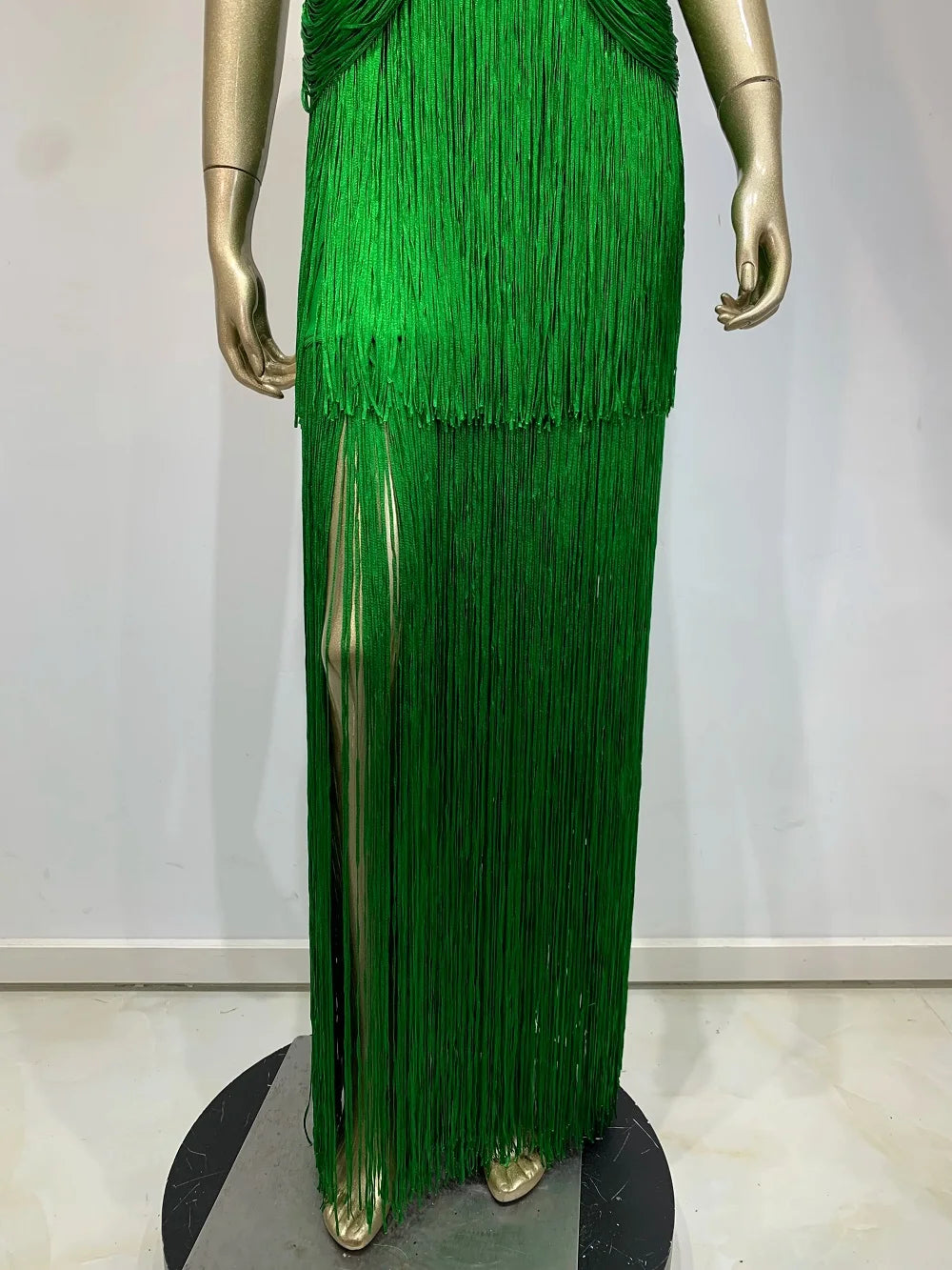 Celebrity Sexy Tassel Green Dress