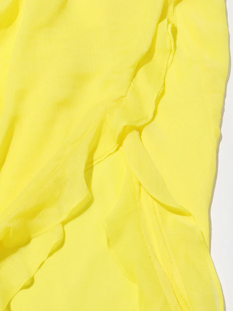 Ruffles One Shoulder Backless