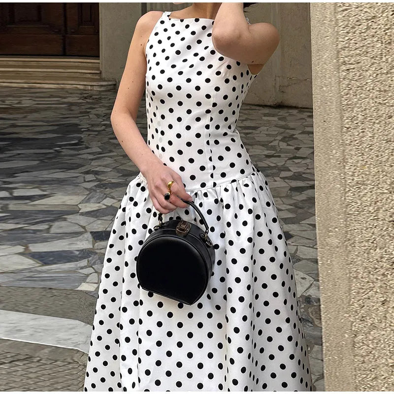 Elegant Women Polka Dot Midi
