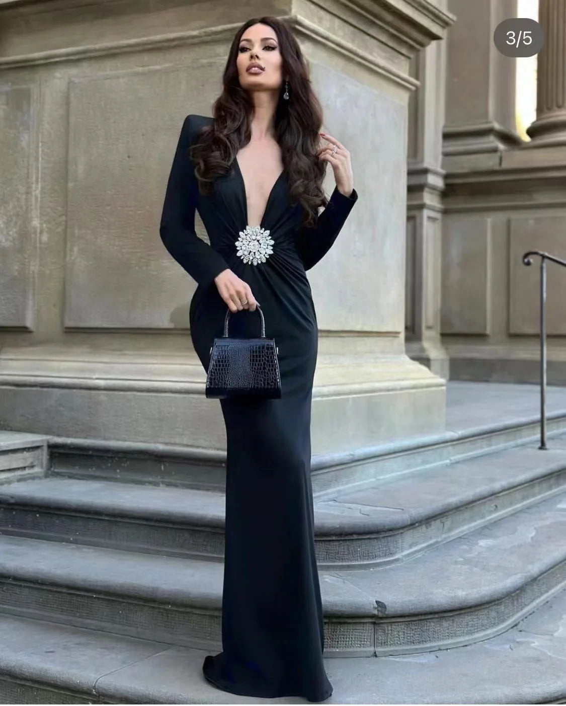 Winter Red Black Maxi Bodycon Dress