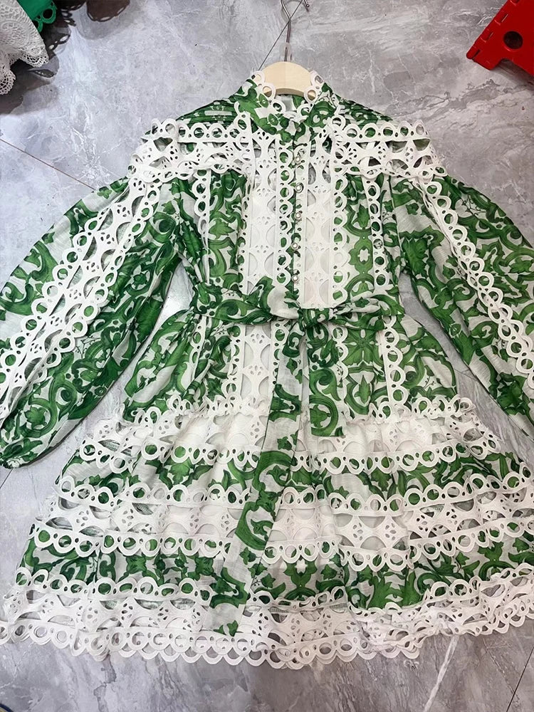 Retro palace wind crochet Lantern sleeve