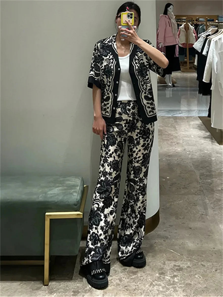 2025 Spring/summer Style Plant Black and White Print