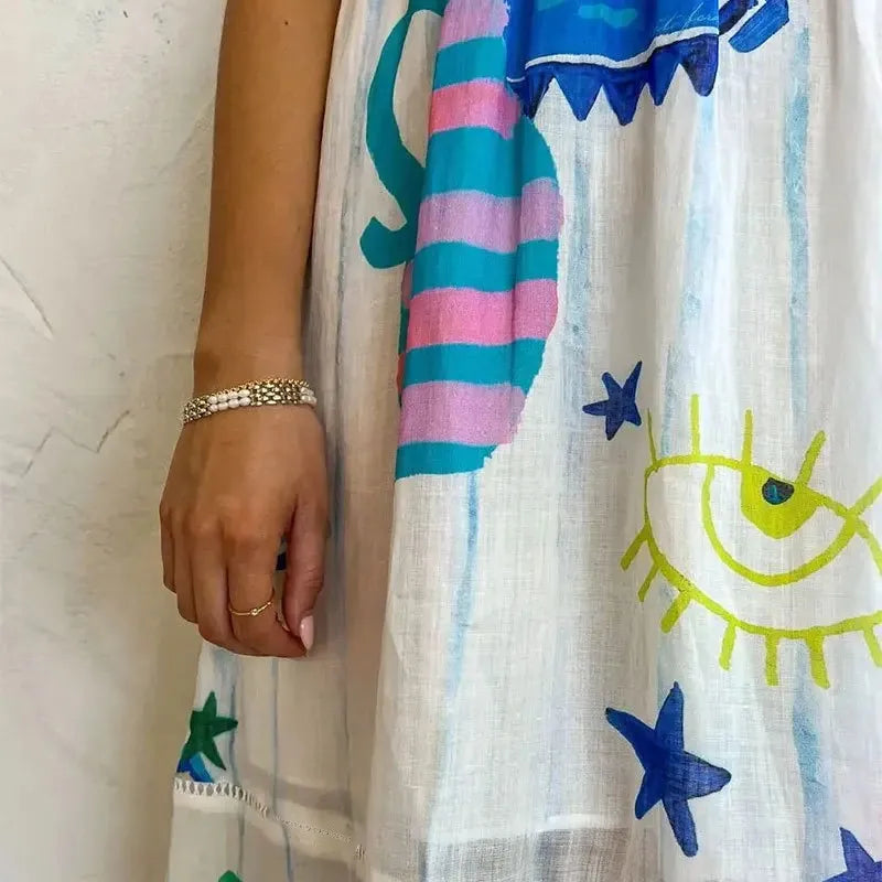 Graffiti multi Print summer Midi paradise