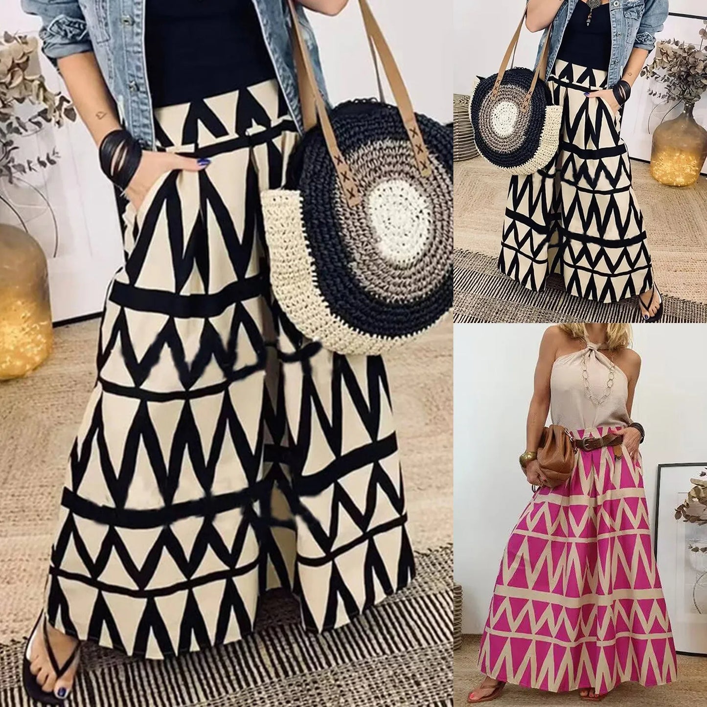 Brunch Day Geometric Wide leg