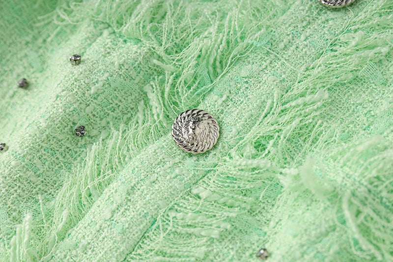 Feiner Strass Tweed Pailletten Perlenbesatz Neckholder Rückenfrei Premium Kollektion