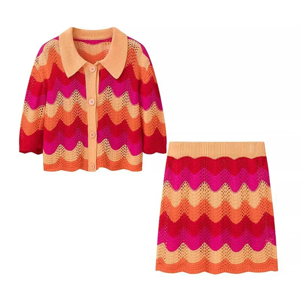 Knit Zigzag set Bright
