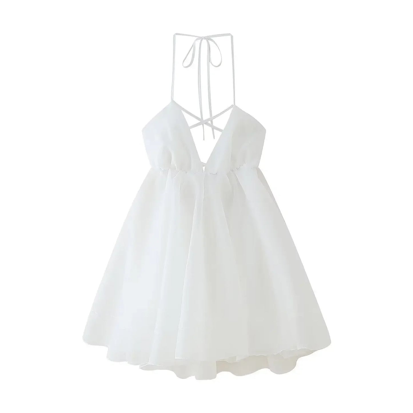 Backless Dress V-neck Ruffle Mini