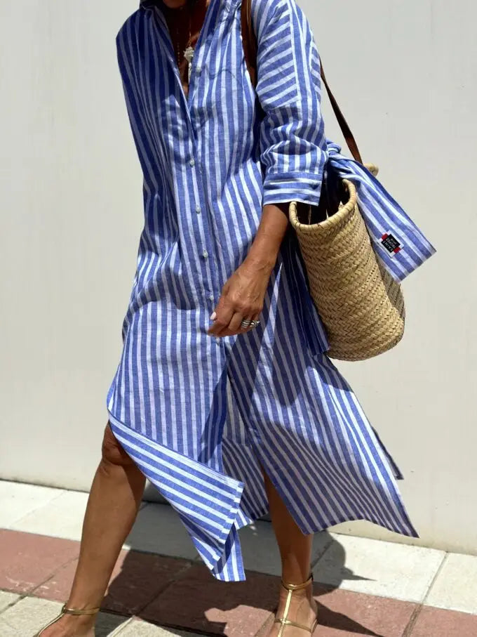 Striped Side Split Dress