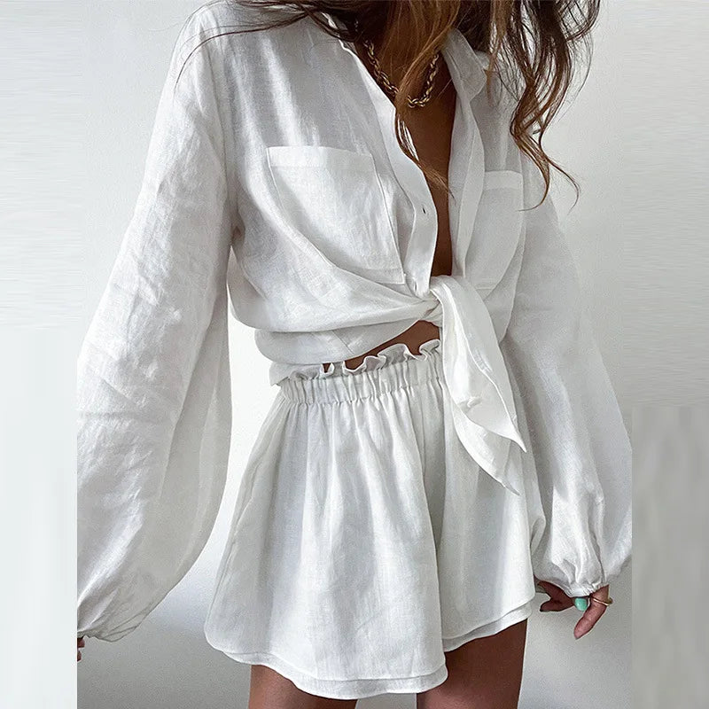 Shorts set ( Shirt+ Shorts) Lantern Sleeve