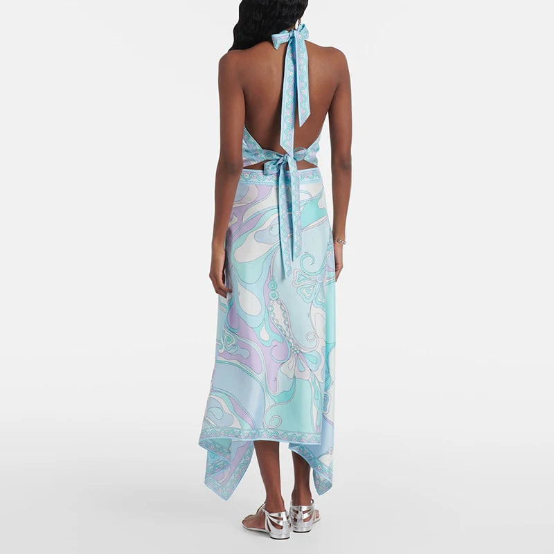 Satin Asymmetrical Skirt Set