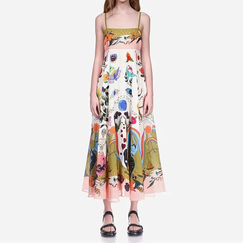 Graffiti multi Print summer Midi paradise