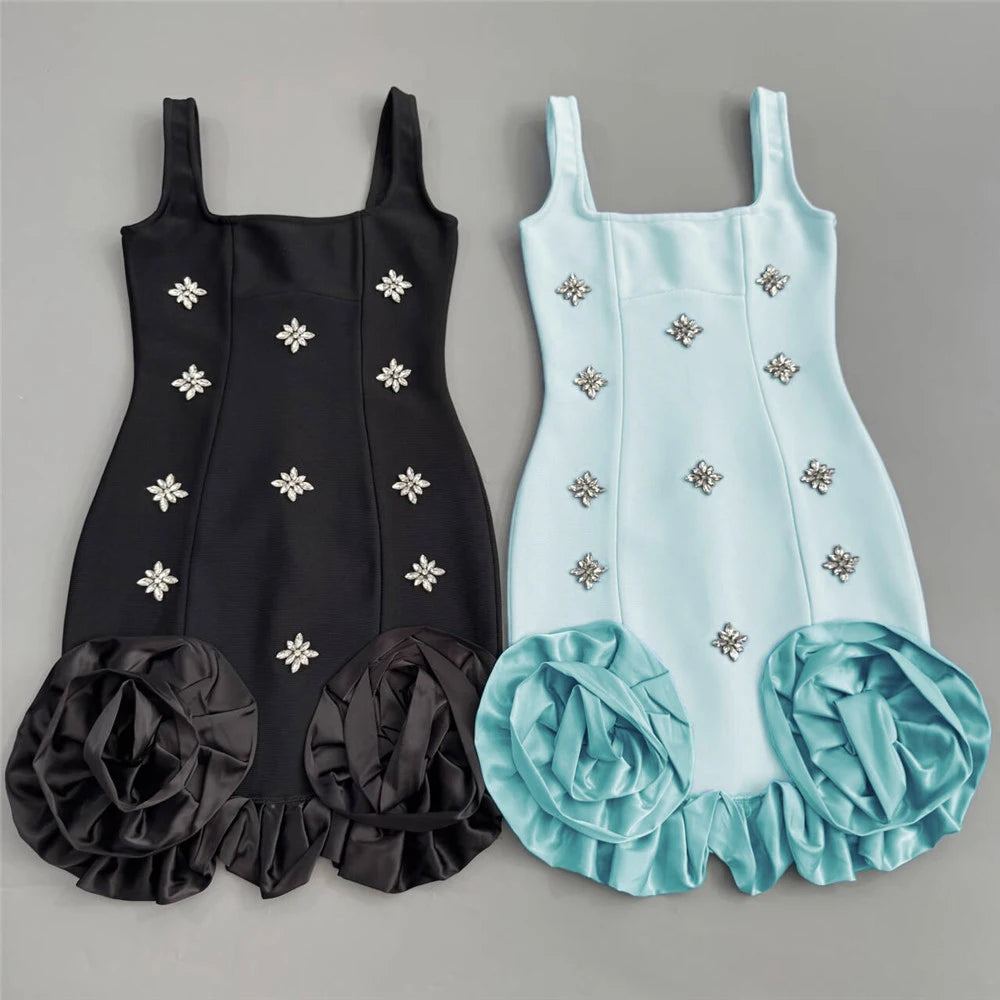 Ruffles Bandage Dress Club Party Mini Dresses