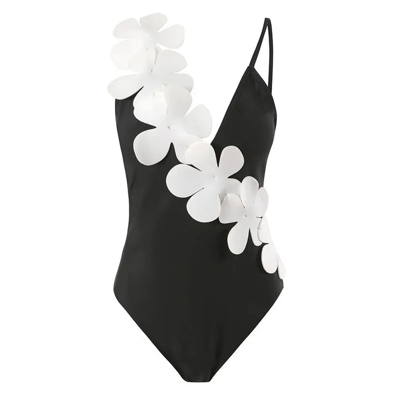 White Flower Swimsuit and Sarong