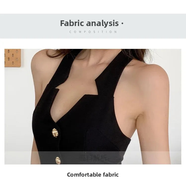 Halter Neck Buttoned Mini