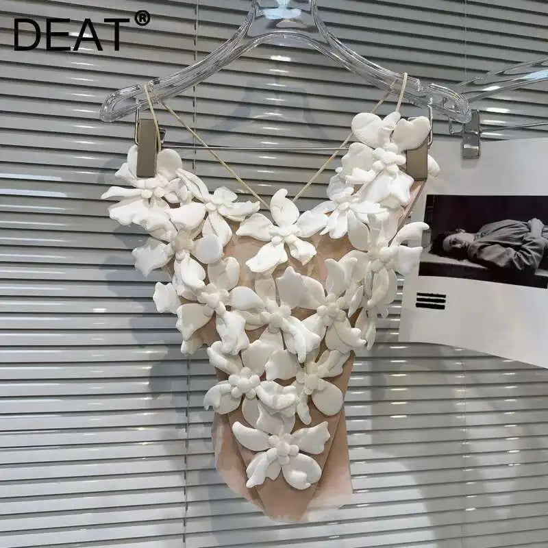 3D Flower Design Backless Camisole