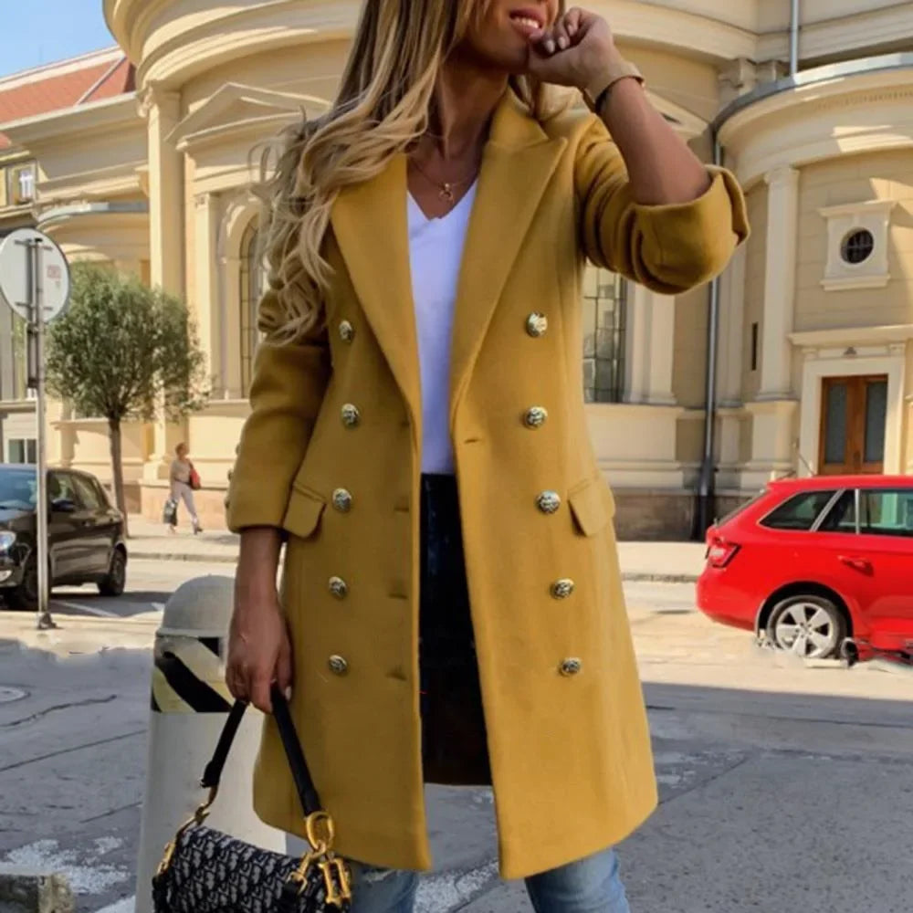 Cashmere Women Long Coats Trench Notch Collar Double Breasted Vintage Elegant Lady Large 3XL Jackets Winter Outerwear