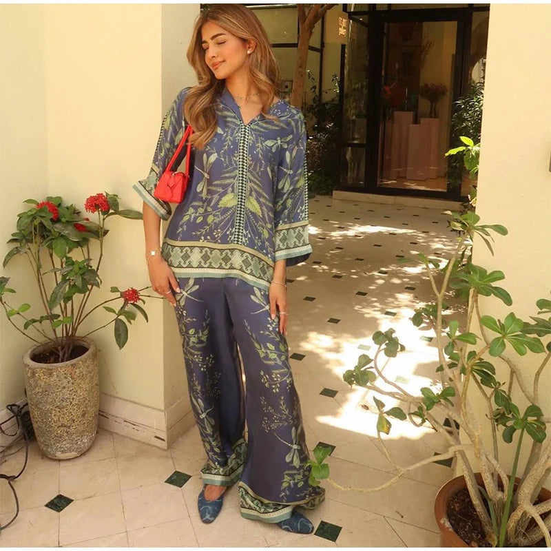 Pants Set Bohemian V-neck